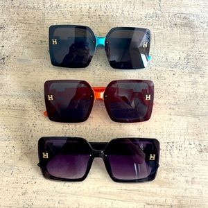 NWOT 3 Pair luxury brand inspired fashion oversized shades sung…